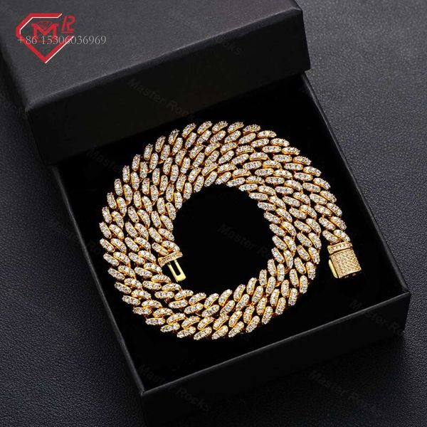 

Pass Diamond Test 8Mm Hiphop Iced Out Sterling Sier Moissanite Cuban Link Chain
