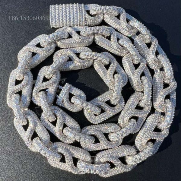

Sterling Sier 14Mm/16Mm/18Mm Iced Out Miami Link Pass Tester Hiphop VVS Moissanite Cuban Chain