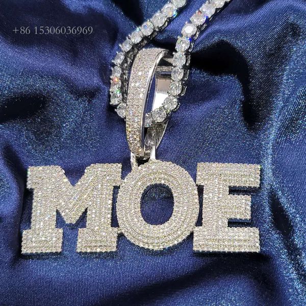 

Name Hiphop Sier Buss Down Custom Letter VVS Moissanite Pendant