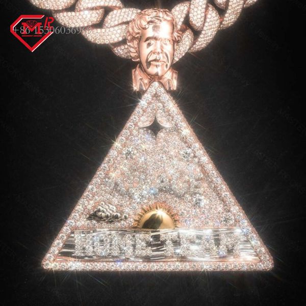 

Triangle Hiphop Iced Out Sterling Sier VVS Moissanite Pendant Custom