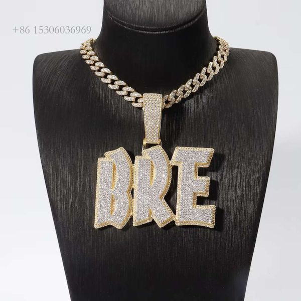 

Master Rocks Custom Letter Sterling Sier Buss Down VVS Moissanite Hip Hop Pendant