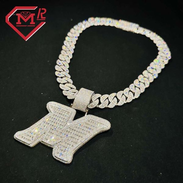 

Hip Hop Jewelry Initial Iced Out Letter Sterling Sier Vvs1 Moissanite Pendant