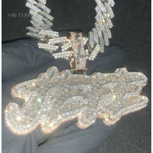 

Hip Hop Letter Sterling Sier Pass Tester Iced Out Custom Moissanite Pendant
