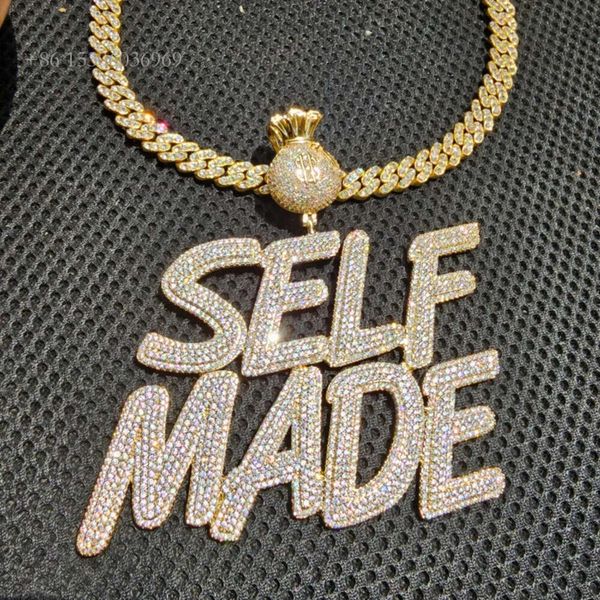 

Iced Out Custom Name Sterling Sier Buss Down Hiphop VVS Moissanite Pendant