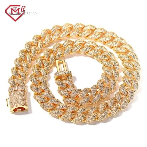 

Hiphop Iced Out Miami 14Mm Sterling Sier Gold Plated Moissanite Cuban Link Chain