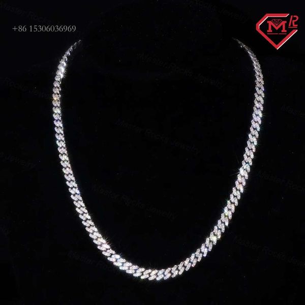 

Hiphop 6Mm Miami Sterling Sier Iced Out Vvs Moissanite Cuban Link Chain