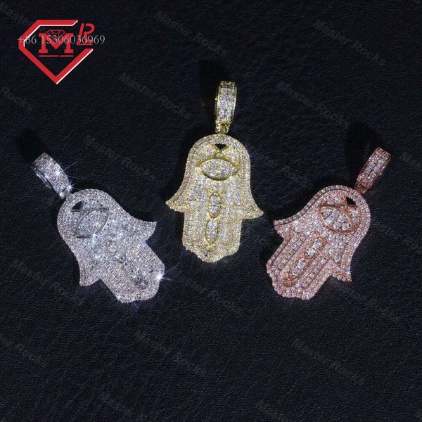 

Hiphop Hamsa Hand Sterling Sier Iced Out Diamond Custom Moissanite Pendant