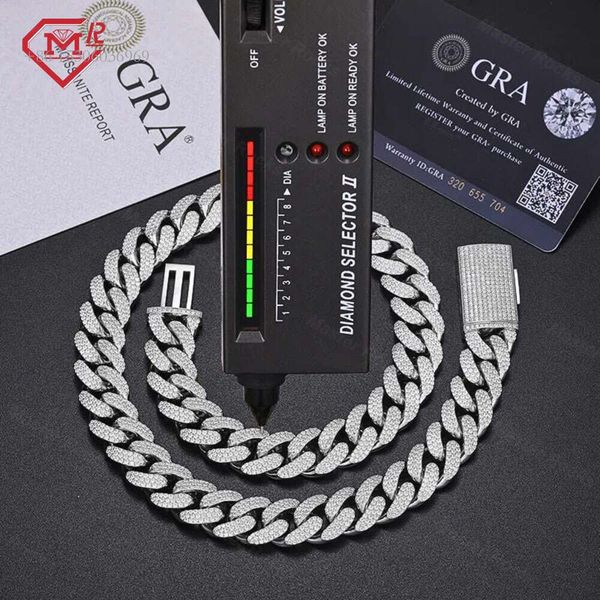 

Classic Iced Out 15Mm Hiphop Sterling Sier VVS Moissanite Cuban Link Chain