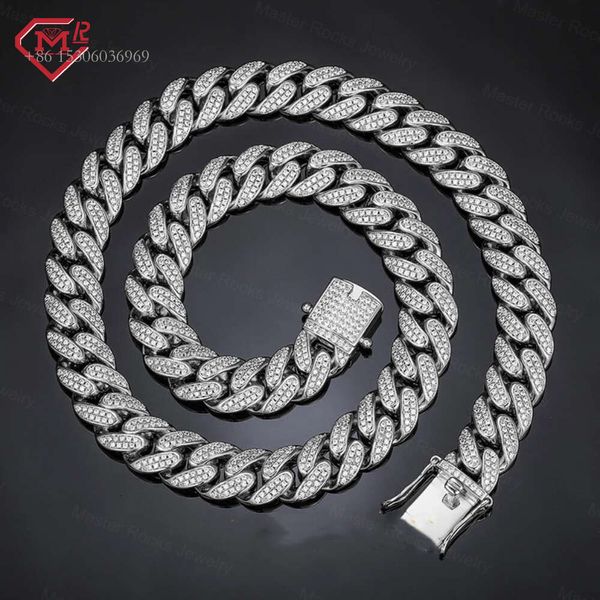 

Master Rocks Jewelry Hipjop Sterling Sier 12Mm Iced Out VVS Moissanite Cuban Link Chain