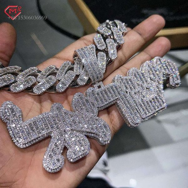 

Hip Hop Chain Iced Out Diamond Sier Letter Custom Moissanite Pendant