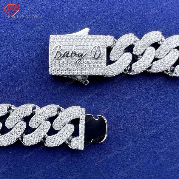 

Hiphop 15Mm 18Mm Customized Clasp Letters Or S Iced Out Sterling Sier Moissanite Cuban Link Chain