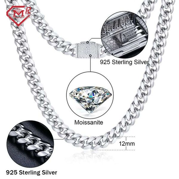 

Classic Pure Sier With Custom Clasp Hiphop12mm Iced Out Moissanite Cuban Link Chain