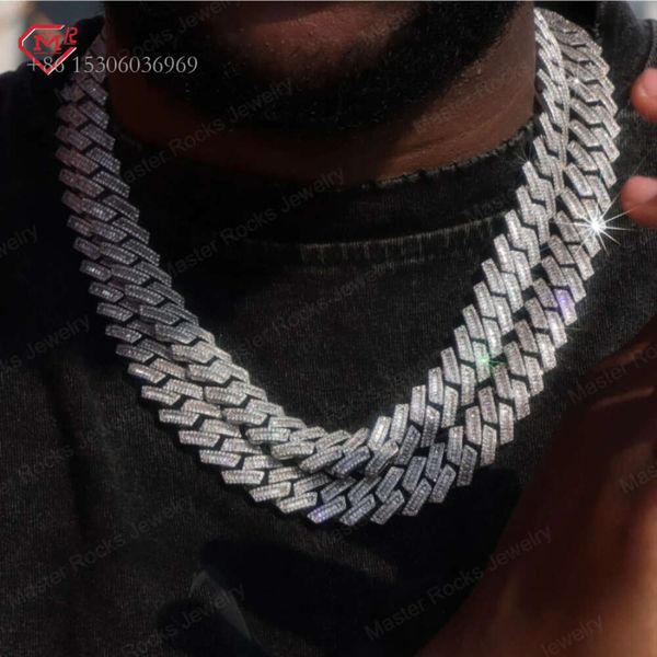 

Hiphop Baguette 15Mm Sterling Sier Iced Out VVS Diamond Moissanite Cuban Link Chain