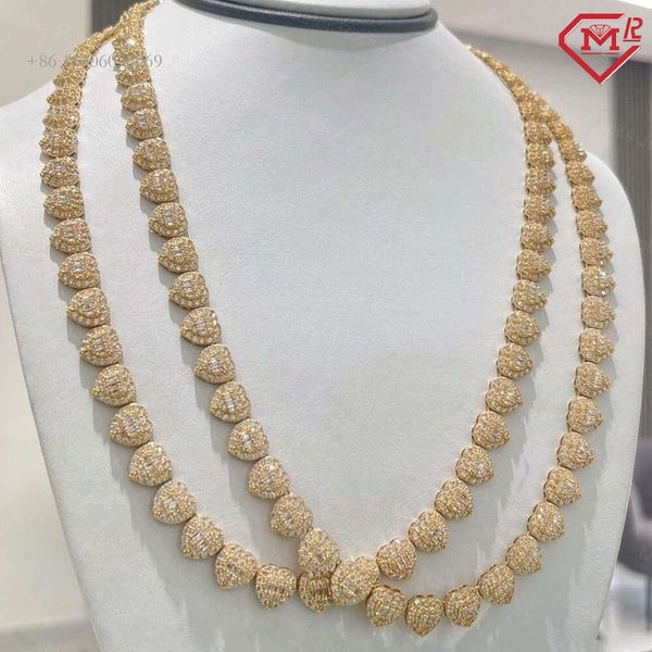 

Handmade Custom Heart-Shaped Hiphop Sier Iced Out Moissanite Cuban Link Chain