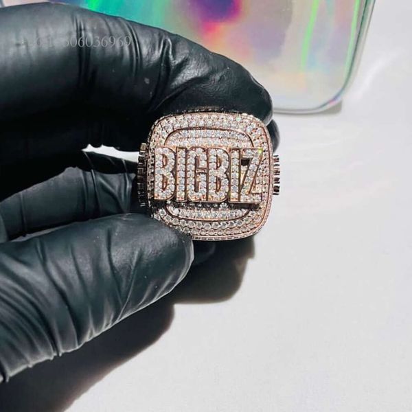 

Iced Out VVS Rapper Hip Hop Rings Sier Championship Ring Moissanite Custom