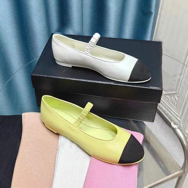 

designer womens formal dress shoes Ballet Dance shoes Spring and Autumn 100% cowhide letter fashion women Flat boat shoe Lady leather Trample Lazy Loafers size 34-41-42, Yellow