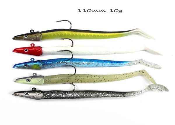 

5 color mixed 110mm 10g silicone soft baits lures jigs single hook fishing hooks fishhooks pesca tackle accessories ku6275612954
