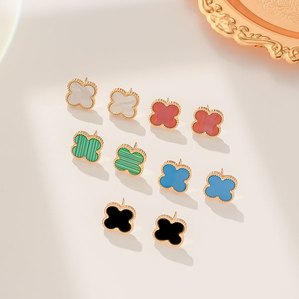 

Designer Clover Studs Earring Vintage Four Leaf Clover Charm Stud Earrings Women wedding Jewelry Accessories Gift