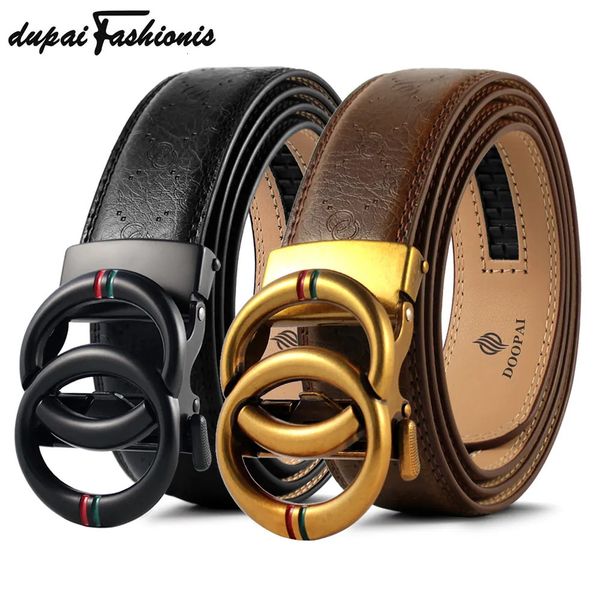 

belts dupai fashionis classic retro genuine leather automatic belts double loop round buckle belts for men women gifts 230630, Black;brown