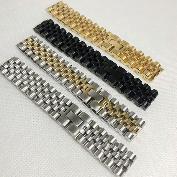 

bangle 15mm link chain men's bracelet for women polished gold plated stainless steel mannen armband on hand bands jewelry accessories 2, Black