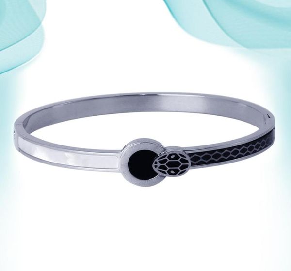 

women bangle wide hand stainless steel punk bracelets fashion designer charm luxury gold color natural stones jewelry personalized bangles a, Black