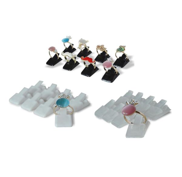 

whole 200pcs mini plastic frosted jewelry display holder ring decoration stand ring storage organizer holder clip rack 3 color3005713, Black