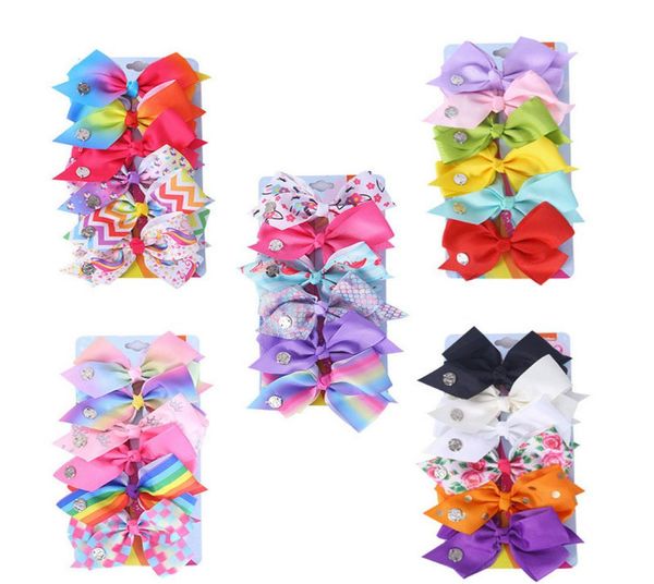 

5 inchs jojo siwa bow 6 pcscard baby hair bows designer large girls clips kids hairclips3749778, Slivery;white