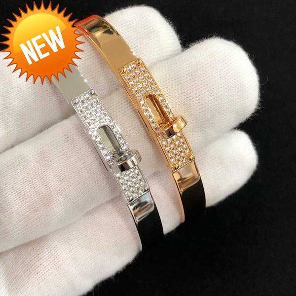 

luxury fashion diamond womens bracelet 18k rose gold platinum rotating buckle fashion light luxury exquisite h-shaped bracelet jewelry ing, Black