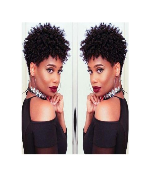 

new arrival brazilian hair african ameri short cut kinky curly wig simulation human hair short curly wig for lady1659496, Black