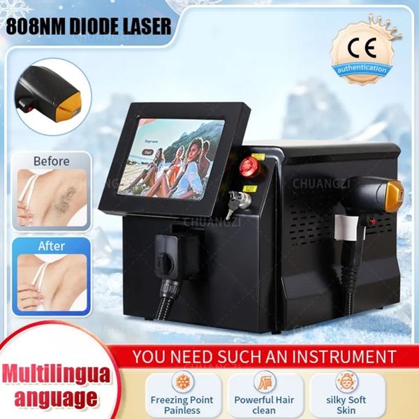 

new black portable 808nm 755nm 1064nm three wavelength diode laser permanent hair removal cooling painless laser hair removal machine