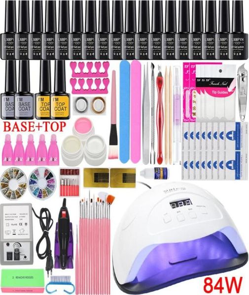 

manicure set for nails kit 84w48w24w uv lamp dryer nail set with nails drill machine nail gel polish soak off manicure tool kit8203122