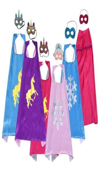 

multistyle double layer unicorn superhero cape and mask set 7070cm kids children satin fancy dress halloween cosplay costumes pa5053375, Blue