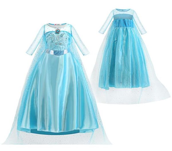 

girls princess dress sequins diamond cosplay costume stage performance kids clothes snow queen halloween party show dress 063505855, Blue