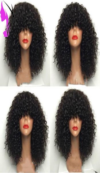 

black brown red purple pink gey afro kinky curly synthetic lace front wig glueless short lace front wig with bangs for black white1408271