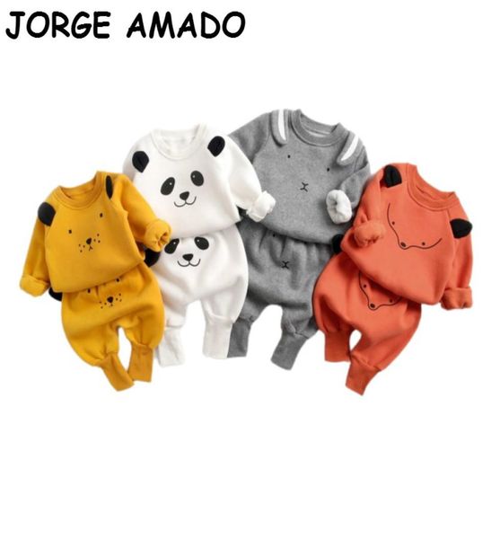 

2020 autumn winter new baby sets girls boys cotton hoodieharem pants animal thick suit clothing newborn baby clothes e81637115786, White