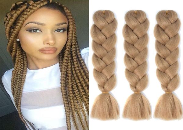 

selling 24 inch jumbo braiding hair extensions 1pcslot 100gpcs synthetic hair kanekalon fiber crochet hair braids for6887647, Black