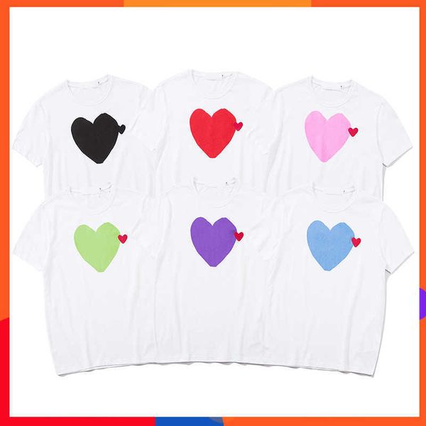 

2023summer mens t-shirts cdgs play t shirt commes short sleeve womens des badge garcons embroidery heart short sleeve red heart, White;black