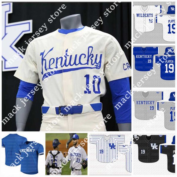 

mens custom ncaa kentucky wildcats baseball jersey zeke lewis justin olson brett marshall kyle music jake thompson austin schultz uk jersey, Black