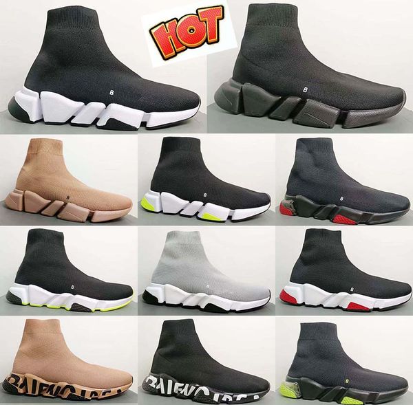 

designer shoes socks shoe runner sock boots sneakers brand women men new knitting mesh high platform black white slip on triple sneaker