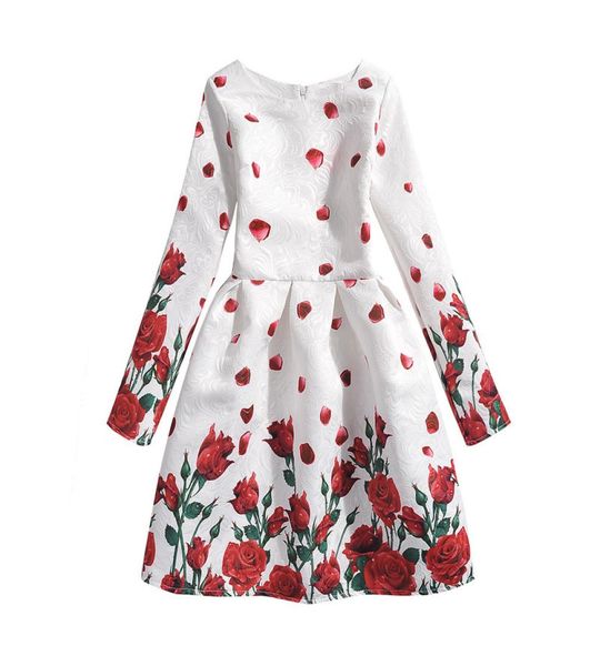 

dresses for girls dress long sleeve new designer rose flower print girls clothes children dresses kids costumes q01132729888, Red;yellow