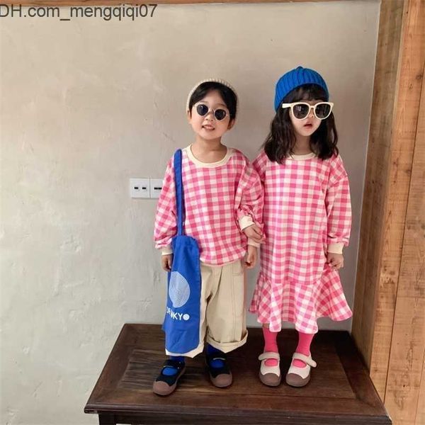 

hoodies sweatshirts mi autumn kids clothes plaid hoodie for brothes and sisters loose boys hoodies korean girls dress childre z230701, Black