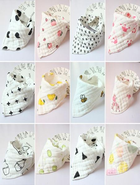 

baby newborn print bibs infant triangle scarf toddlers muslin cotton bandana burp cloths baby feeding products 8 layers yfa28364489950