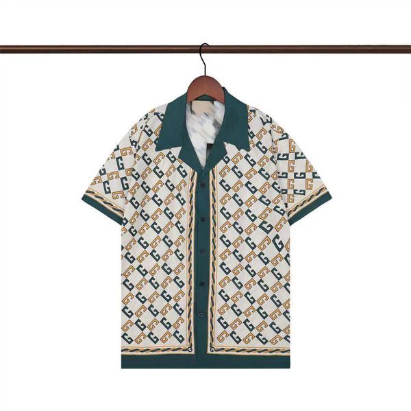 

2023 new designer shirt men's fashion letter printing bowling shirt casual shirt men's short sleeve hawaiian shirt business, White;black