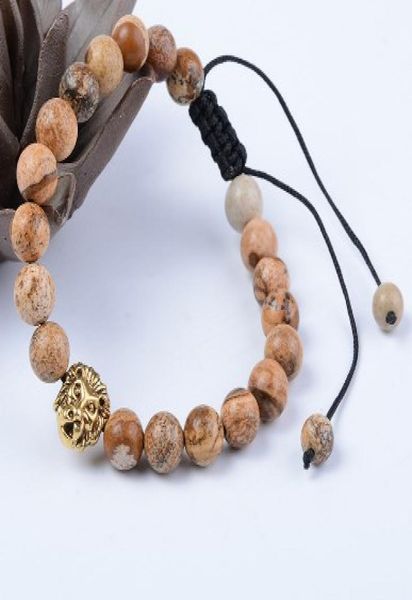 

8mm cv435 gold adjusted charm copper lion nature black stone volcanic lava bracelet buddha yoga essential oils diffuser5856351
