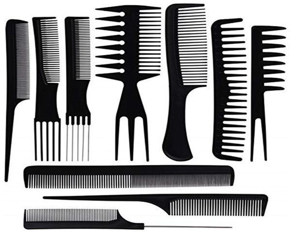 

10pcsset professional hair brush comb salon barber anti static coarse fine toothed tail hairbrush hairdressing combs hair care st4794701