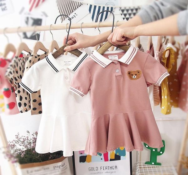 

2020 summer girls fashion dress toddler cotton short sleeves dress cute polo shirt dress for infant girls kids summer clothing q012100944, Red;yellow