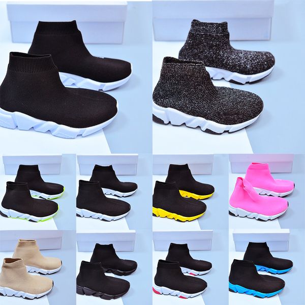 

paris kids shoes casual slides socks platform black youth infants boys girls speedy speed trainers toddler sneaker high size 28-35