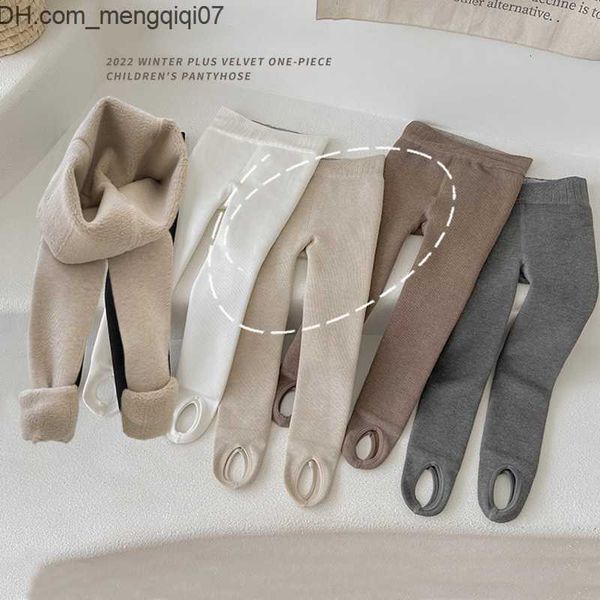 

leggings tights leggings tights milancel winter kids pants solid girls fur lining pantyhose girl skinny 221125 z230701, Blue