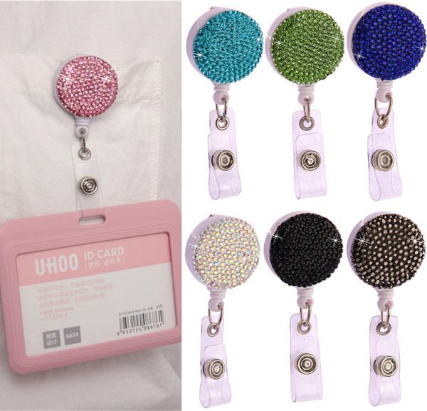 

9 color retractable badge reel lanyard id card badge holder ski pass multipurpose keychain metal antilost clip party favor keyrin3186199, Red;brown
