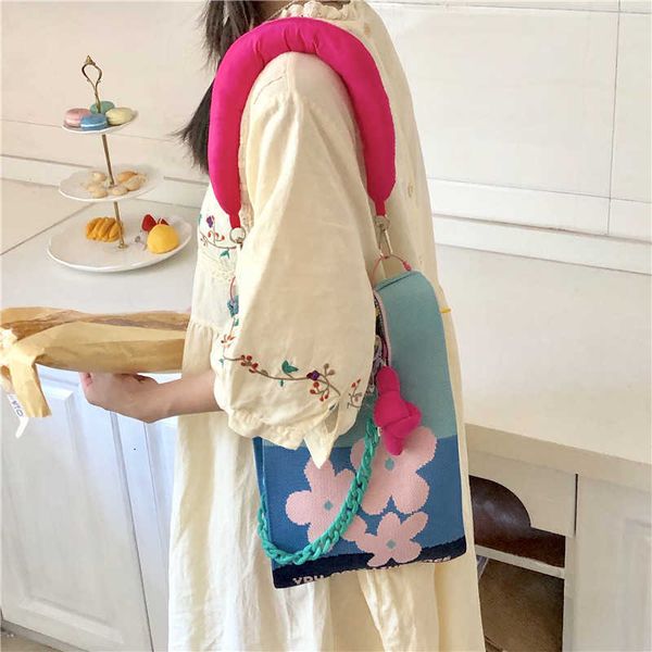

shoulder bags fashion flower crochet wrist tote women handbags designer knitting crossbody for girls shopper 230426